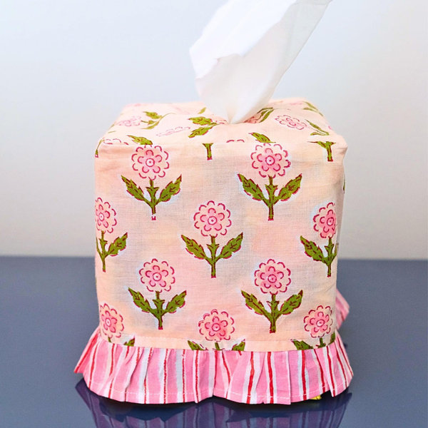 Inner Child Mona Blockprint Ruffled Tissue Box Cover