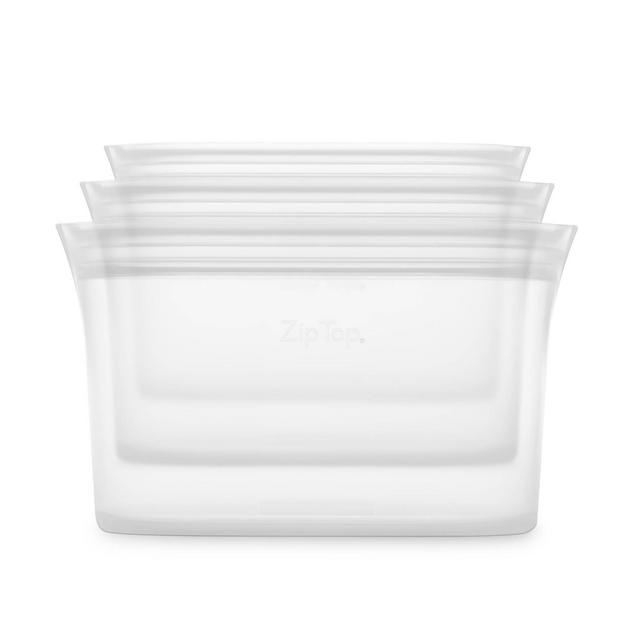 Zip Top Reusable 100% Platinum Silicone Container - 3 Dish Set (S/M/L)- Clear