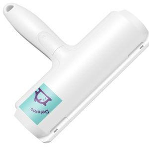 DELOMO Pet Hair Remover Roller: Reusable Lint Roller with Large Fur Bin - Portable Cat and Dog Hair Remover for Couch, Bedding, Car, Rugs & Furniture, Effective and Eco-Friendly, for Multi-Pet Homes (White)