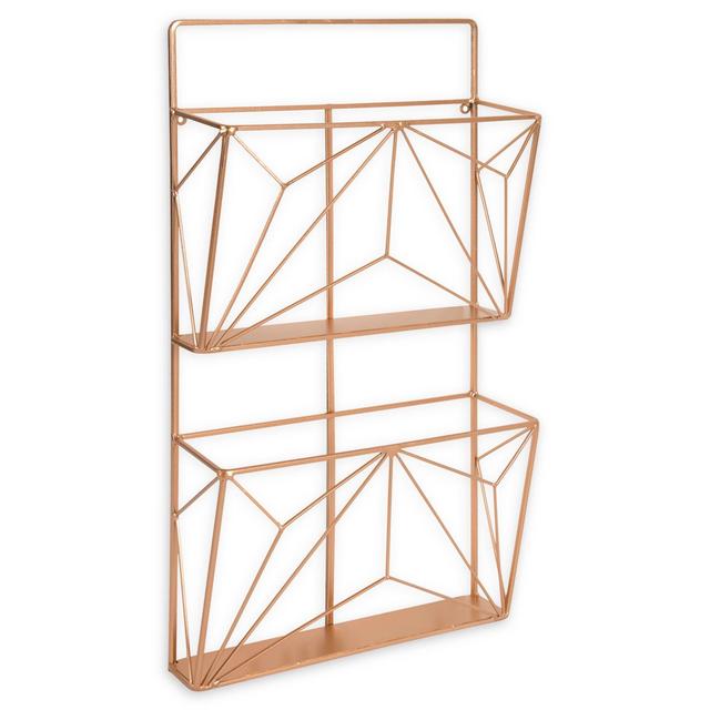 Kate and Laurel Tyde 2 Pocket Wall Organizer File Holder in Rose Gold