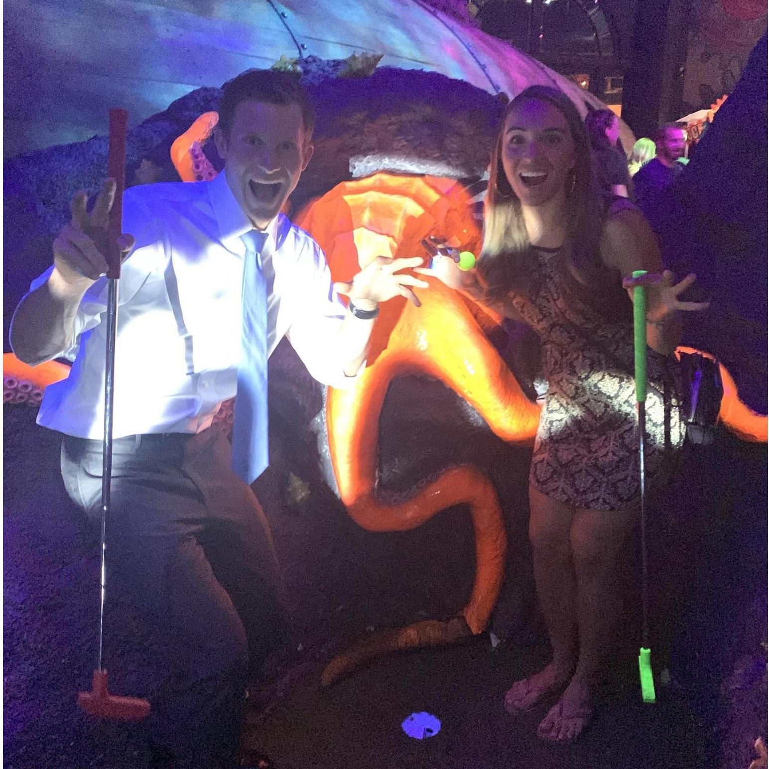 Nothing like some spooky, glow in the dark mini golf after a wedding