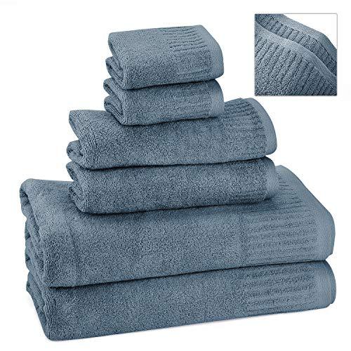 Bath Towels Towel Sets Washcloths 100% Cotton No Lint No Fading Highly Absorbent (Blue-2piece)