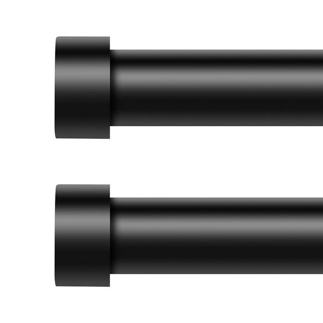 VOIIY 2 Pack Curtain Rods for Windows 48 to 84 Inch(4-7 Feet),Black 1'' Diameter Drapery Rods with End Cap Style Design,Modern Adjustable Heavy Duty Curtain Rod,Size:36''-88''