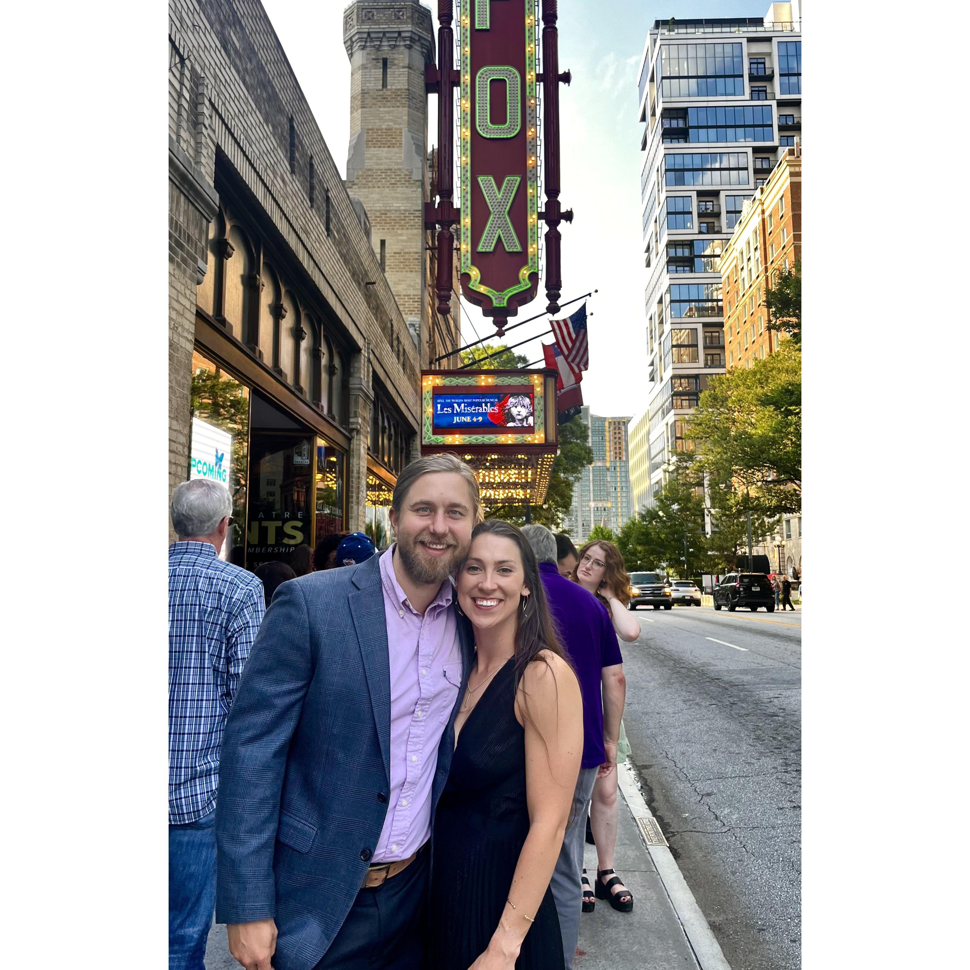 We love to go to plays at the Fox! This was Les Mis for my birthday!