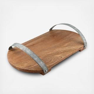Galvanized Iron Mango Wood Tray