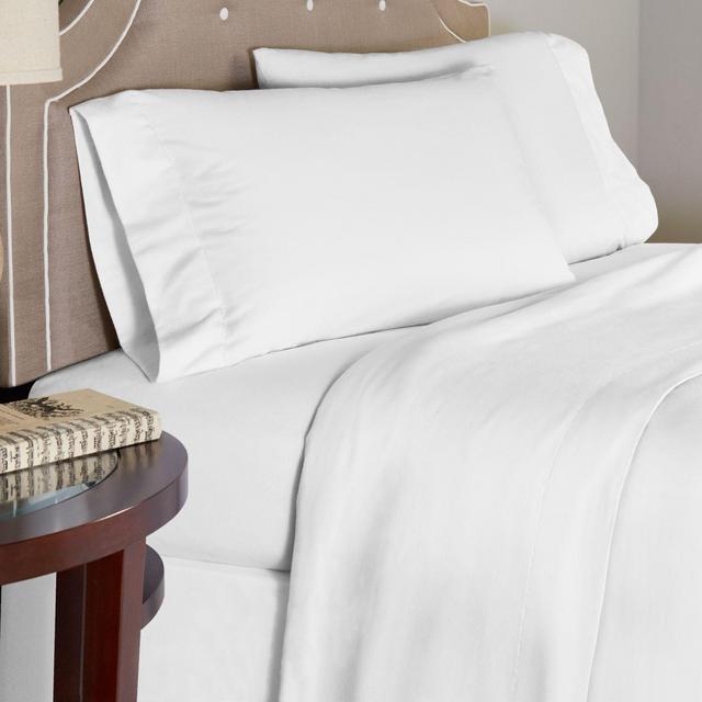 Pointehaven 175 GSM Solid Flannel Queen Sheet Set in White