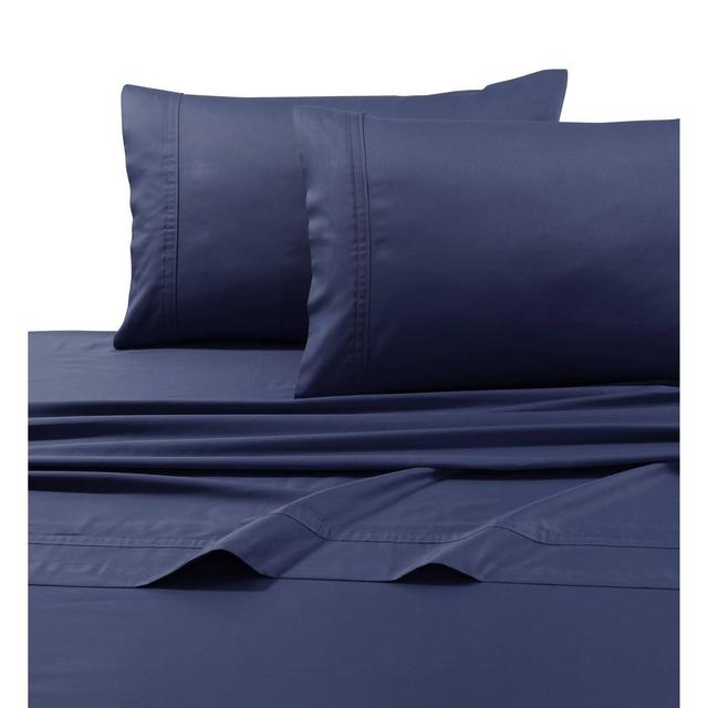 Queen 500 Thread Count 6pc Extra Deep Pocket Sateen Sheet Set Midnight Blue - Tribeca Living