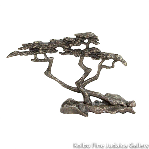 Menorah, Tree of Life, Bonsai, Cypress, Hand-Finished Cast Bronze
