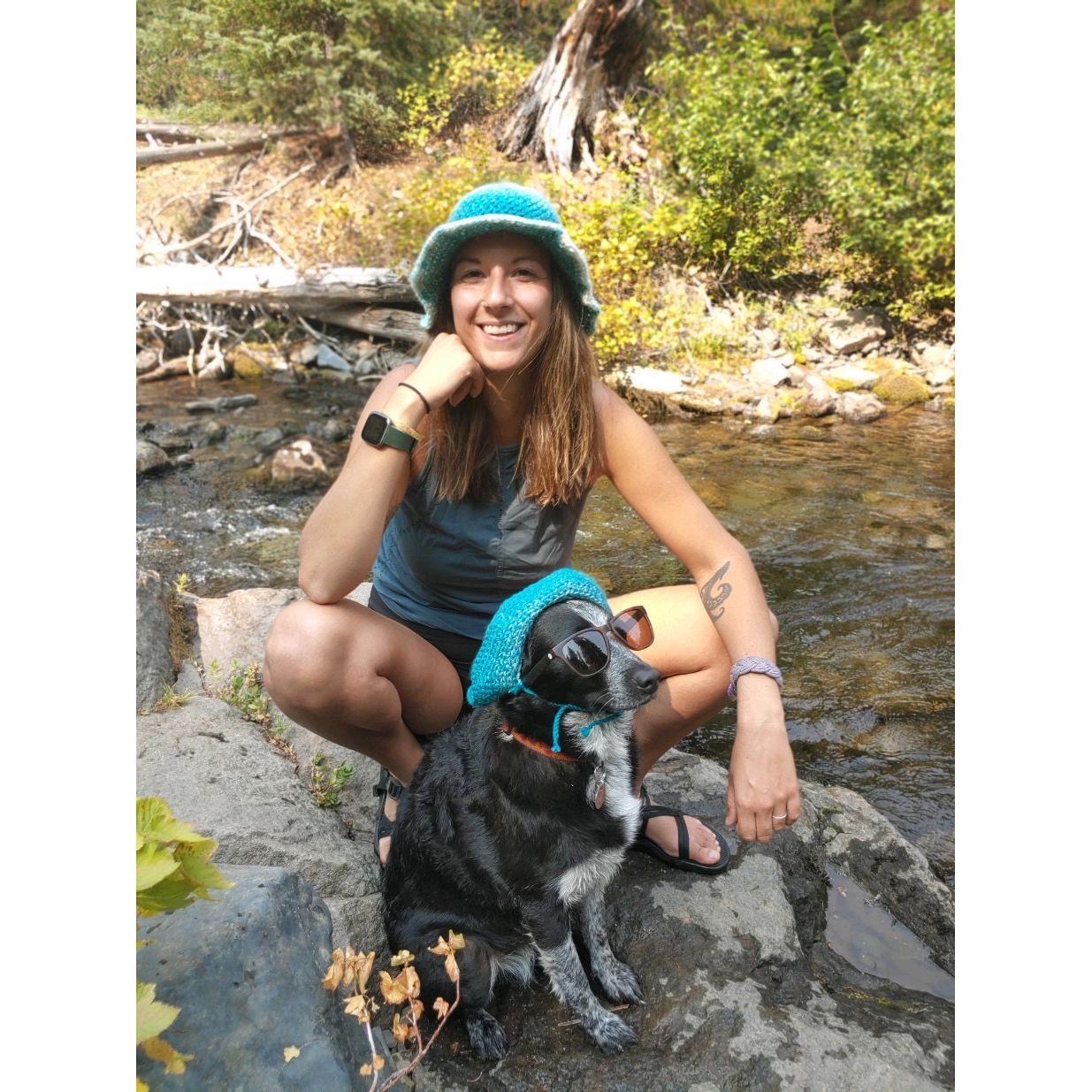 Kim and Willow, the best nature class teachers out there, featuring Alex's matching hat crochet work