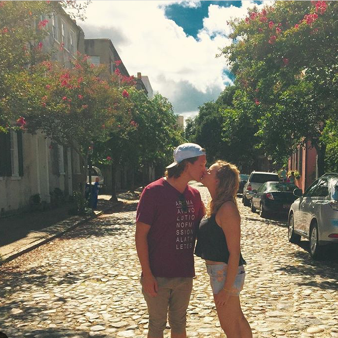 Visiting "Rainbow Row" in Charleston South Carolina.
