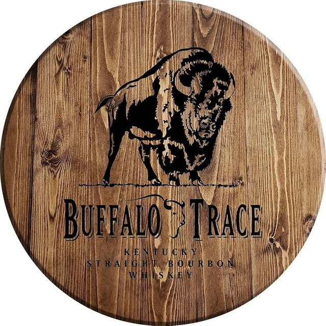Bar Sign Buffalo Trace Kentucky Bourbon Inspired by Whiskey Barrel 18 Inch Home Wall Art Bar Decor