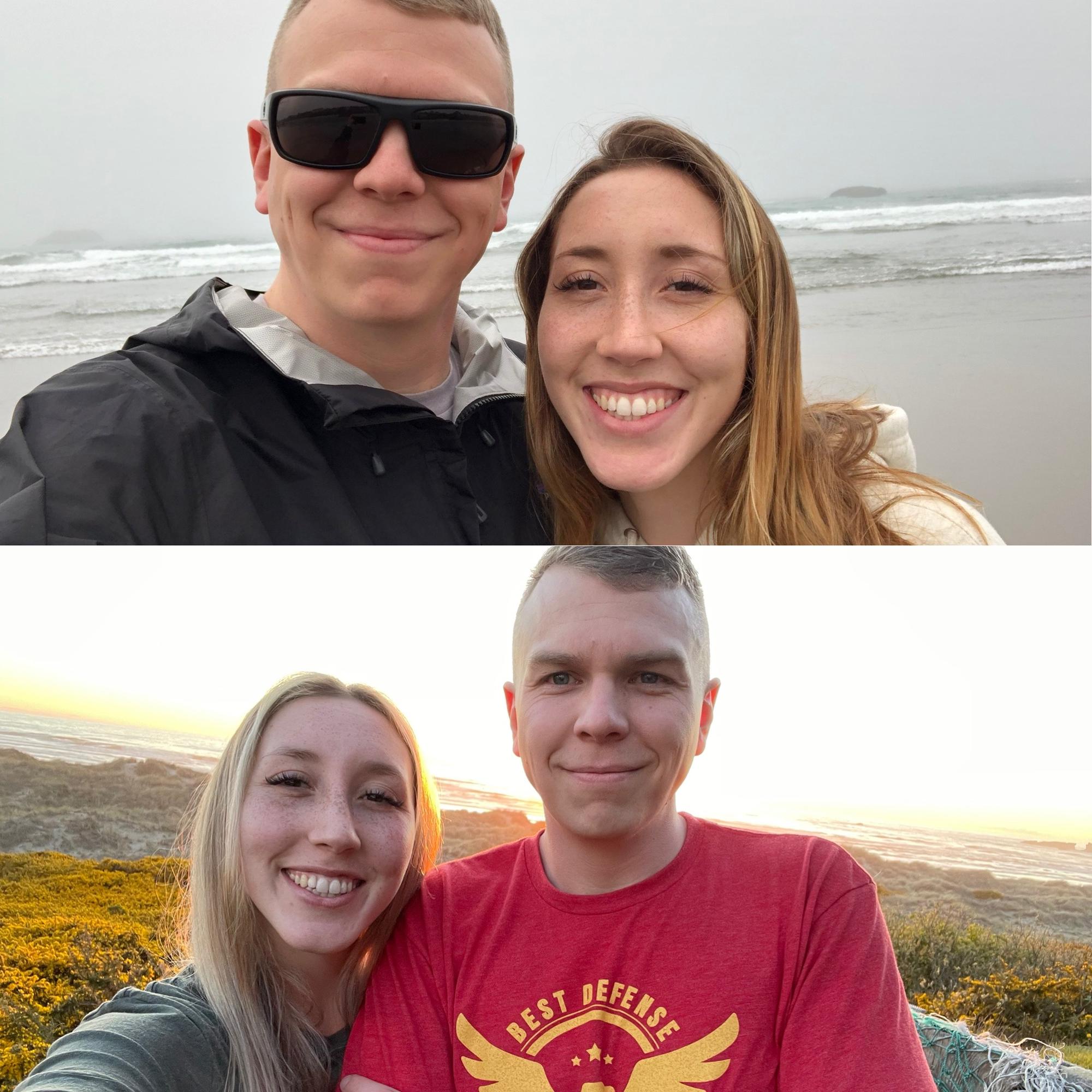our first trip to Bandon(top), and our most recent trip(bottom)!