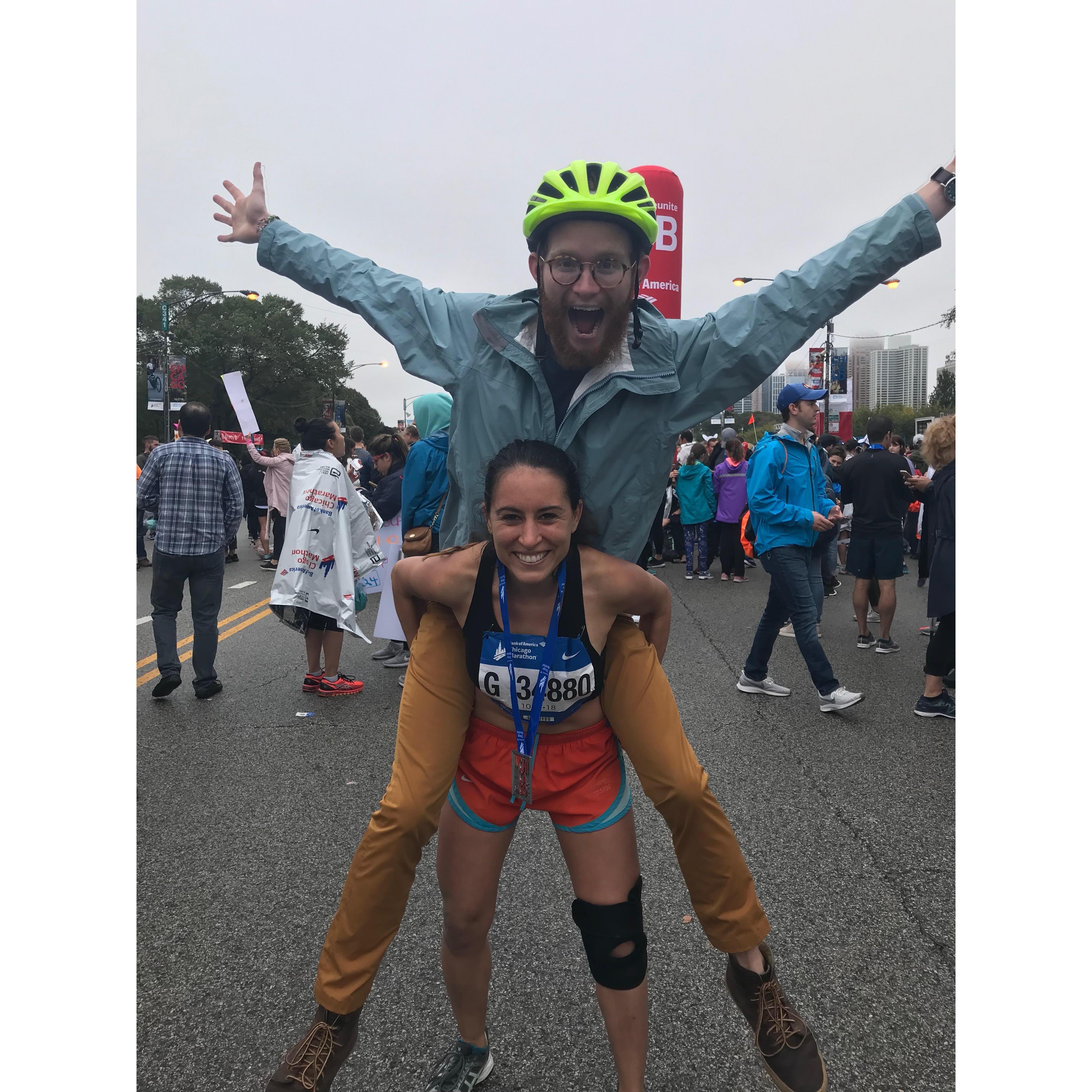 After Caro's Chicago Marathon, she was feeling extra strong!