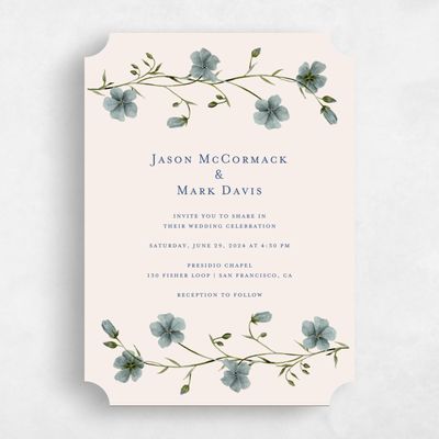 Beige Ticket Wedding Invitation - Winstead Portrait