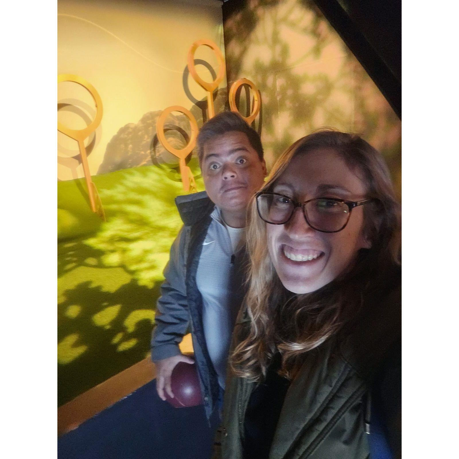Harry Potter exhibit practicing our Quaffle skills. December 2024.