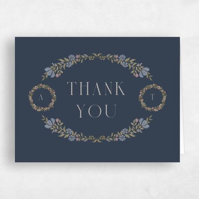 Grayed Navy, Blue Wedding Thank You - Mirelia Landscape
