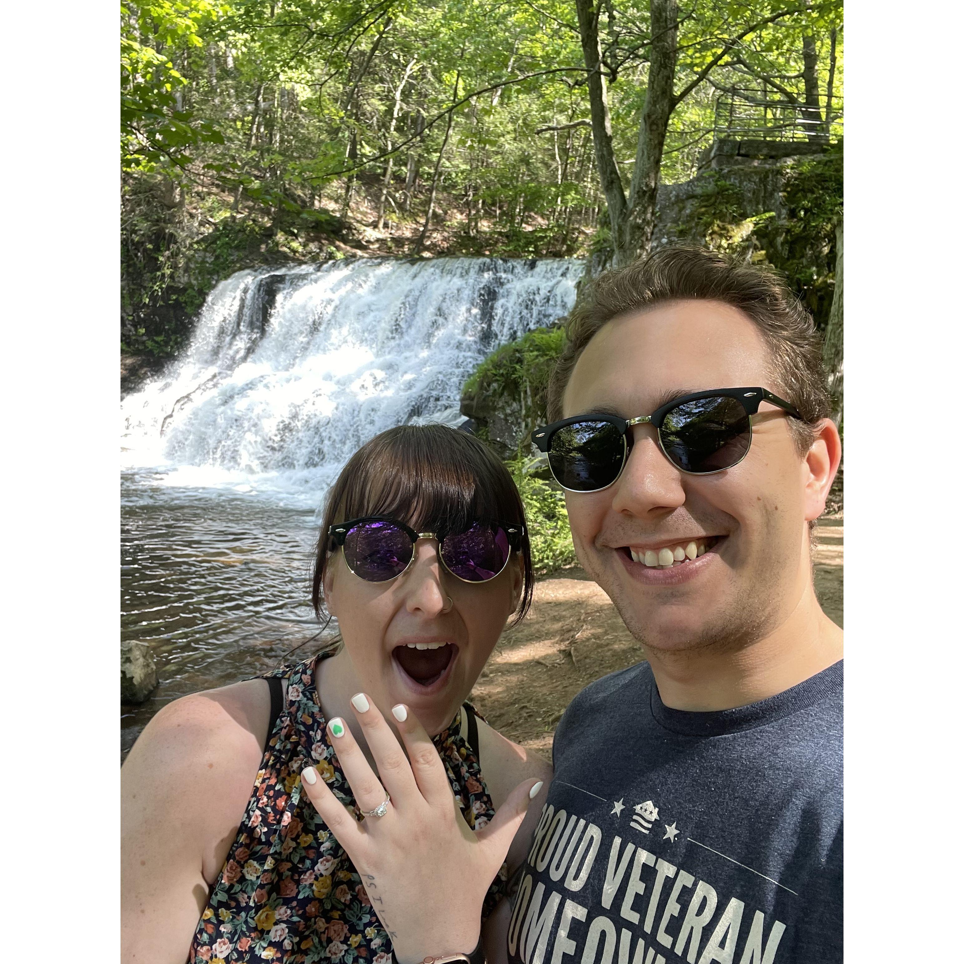 "my feet hurt are we almost there", yes Maddie we'll be there in a bit. See the wonderful waterfall, turn around to take my shoes off. Time to eat! Turn around, will you be my wife?