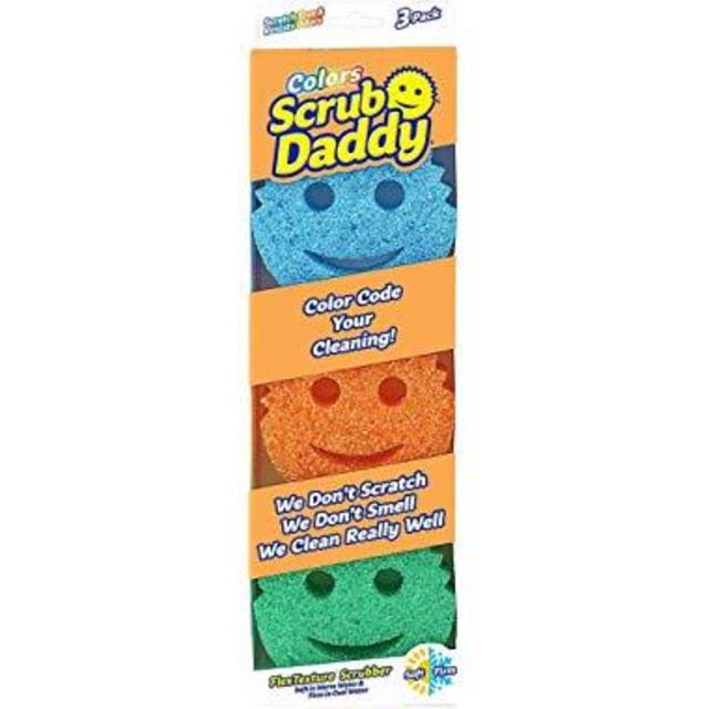 Scrub Daddy Colors Sponge Set - FlexTexture Sponge, Soft in Warm Water, Firm in Cold, Deep Cleaning, Dishwasher Safe, Multi-use, Scratch Free, Odor Resistant, Functional, Ergonomic, 3ct