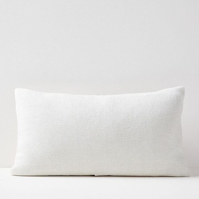 Silk Handloomed Pillow Cover, 12"x21", Stone White