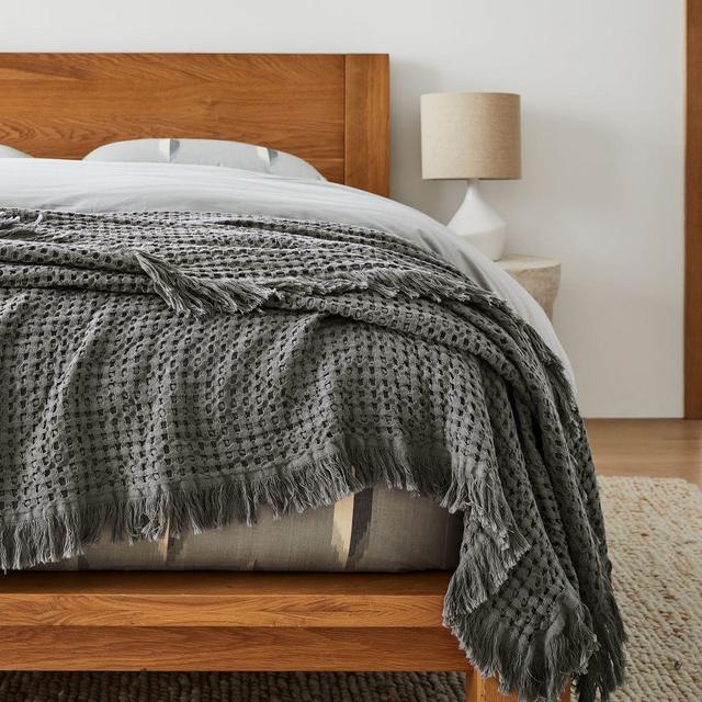 Waffle Bed Blanket, King, Silver