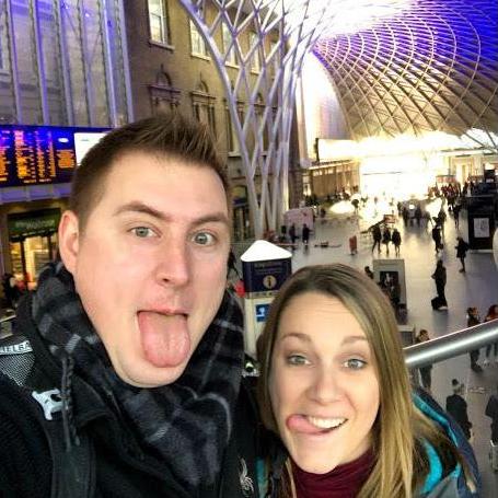 Waiting for our Hogwarts letters at Platform 9 & 3/4 in London.