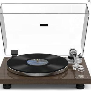 Clear Top Record Player - Walnut