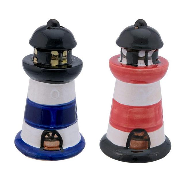 Beachcombers 03195 2-piece Lighthouse Salt & Pepper Shaker Set, 4 inches Multicolor
