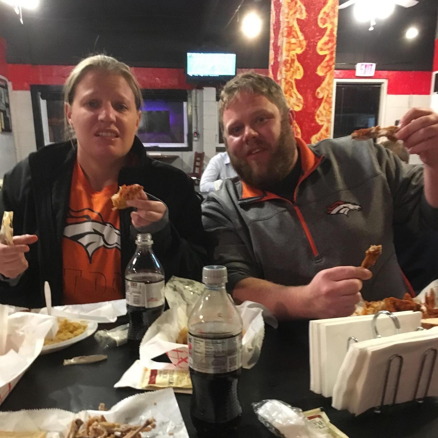 Enjoying (?) some Nashville Hot Chicken... Alex still dreams of this meal and how wonderfully spicy it was... Kit still has nightmares