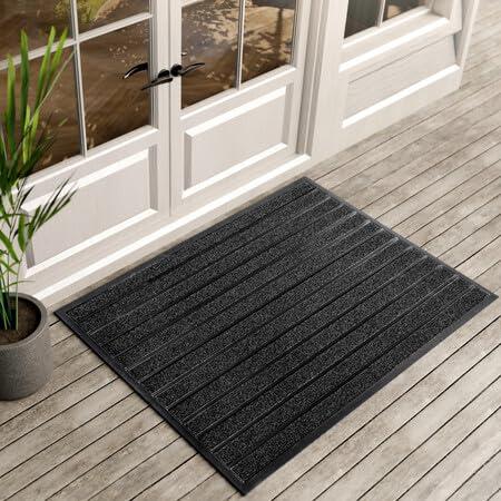 ubdyo Extra Durable Door Mat - Dirt Trapping Outdoor Welcome Mats - Non-Slip Outdoor Door Mats - Low Profile Front Door Mat - Doormat - Door Mats Indoor (47" x 32", Bright Black)