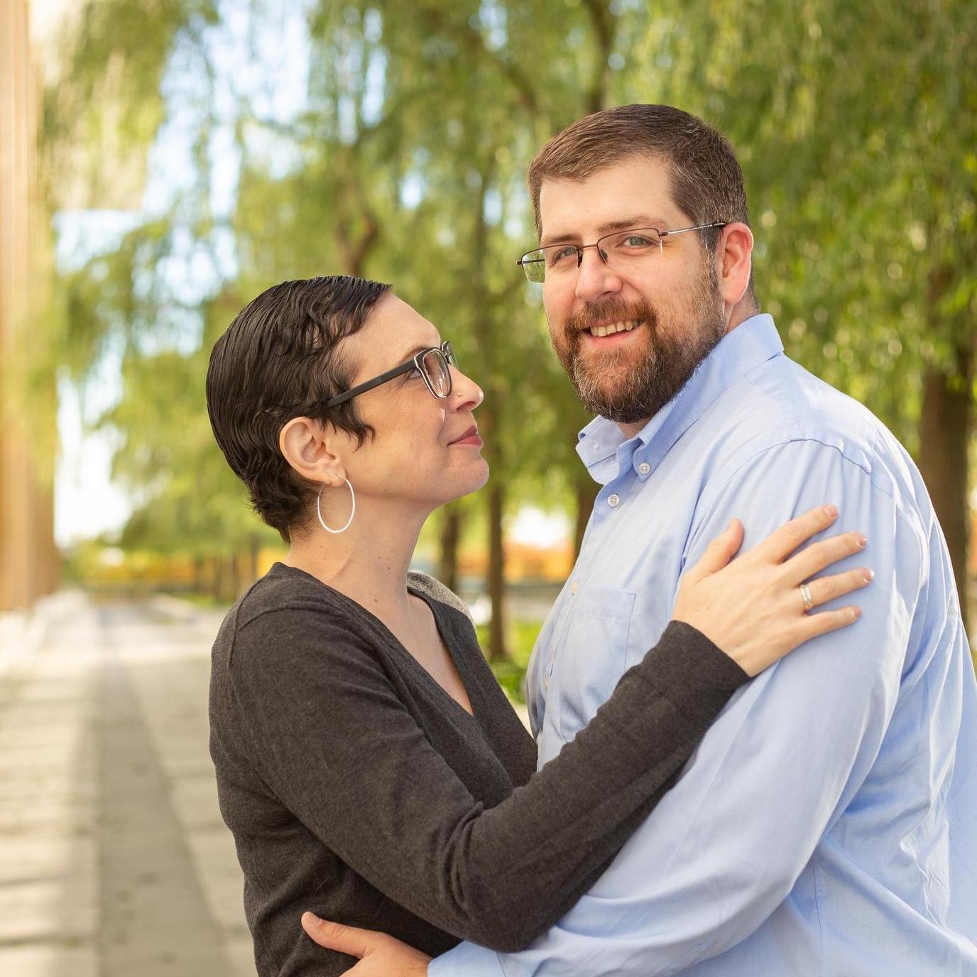 Aren't we adorable? And cold. At the Kennedy Center. During our engagement photo shoot.