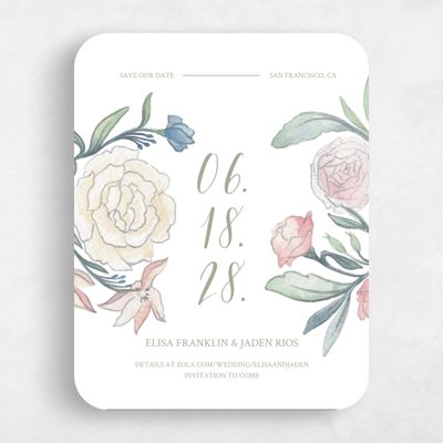 Green Rounded Wedding Save the Date - Wilbur Bloom