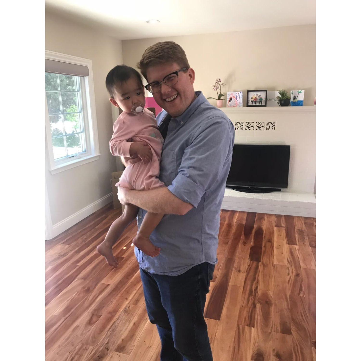 This is Mark with Stephanie's youngest niece, Vienna. She's really selective about who she gives her attention to and Mark won her over in 30 minutes!