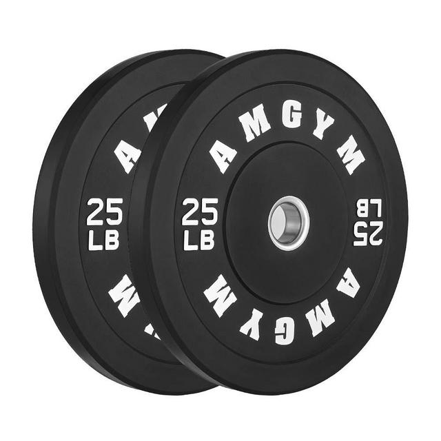 AMGYM LB Bumper Plates Oplympic Weight Plates, Bumper Weight Plates, Steel Insert, Strength Training, Pair