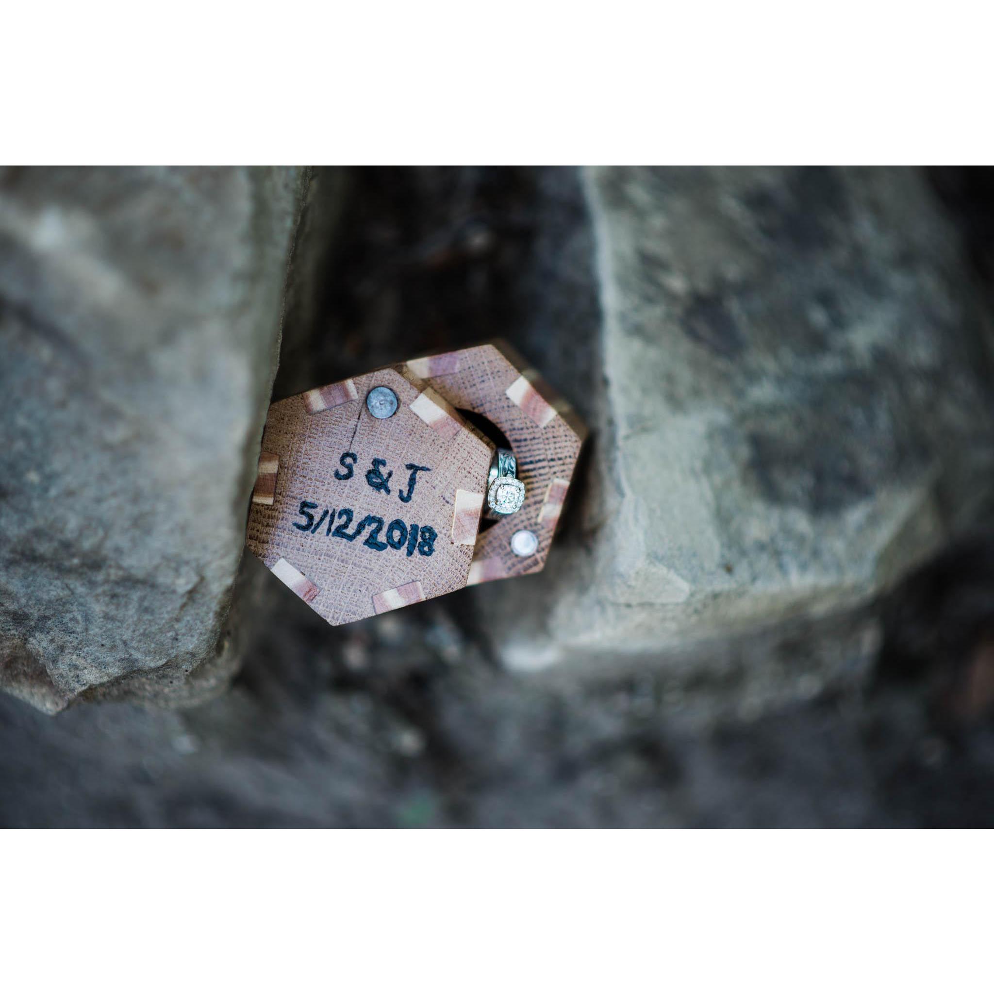 The box Spencer made me for my ring with the date he proposed to me.
