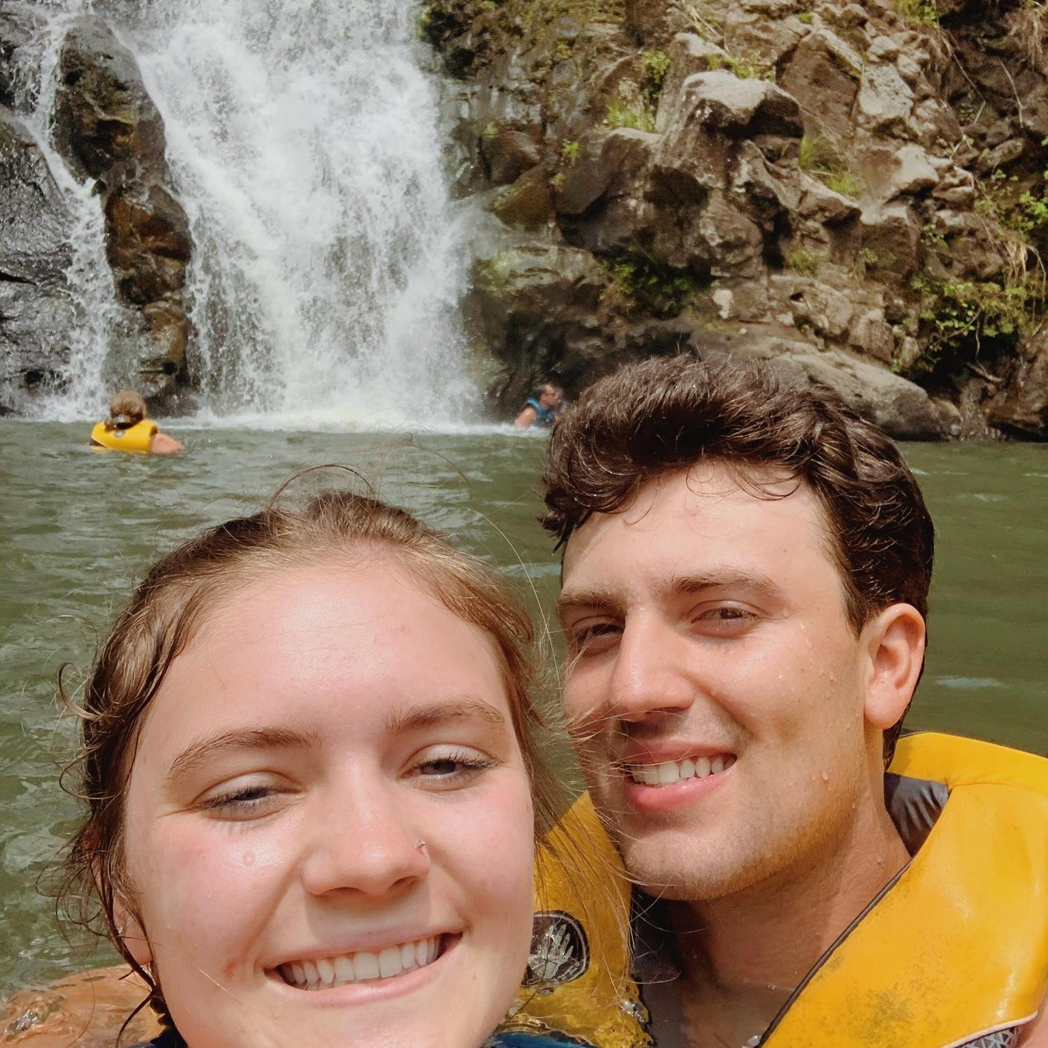 Our favorite waterfall in Hawaii where we got to swim around together!