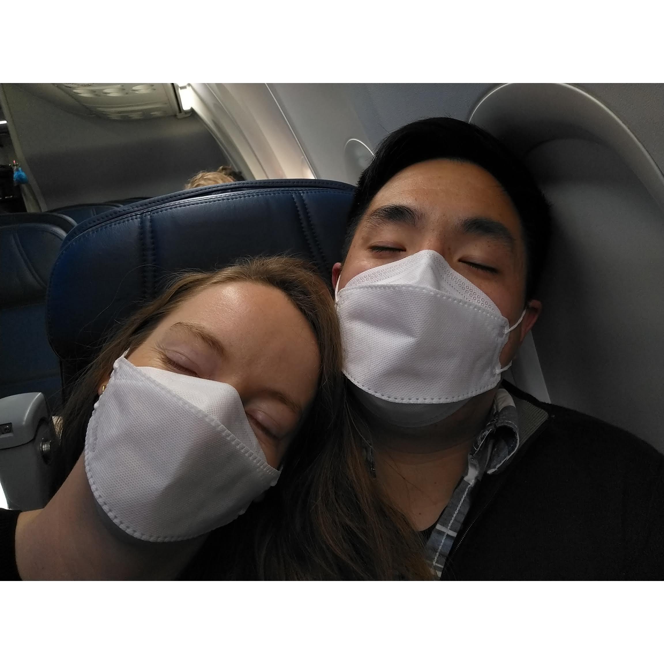 Mask on. Sleep on. The ideal plane ride. (Only during shelter-in-place.)