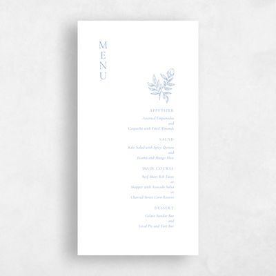 Navy Blue Wedding Menu - Cardinell Letterpress