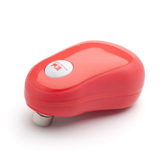 Kitchen Mama One Touch Can Opener: Open Cans with Simple Press of A Button - Auto Stop As Task Completes, Ergonomic, Smooth Edge, Food-Safe, Battery Operated Can Opener, Electric Can Opener (Red)