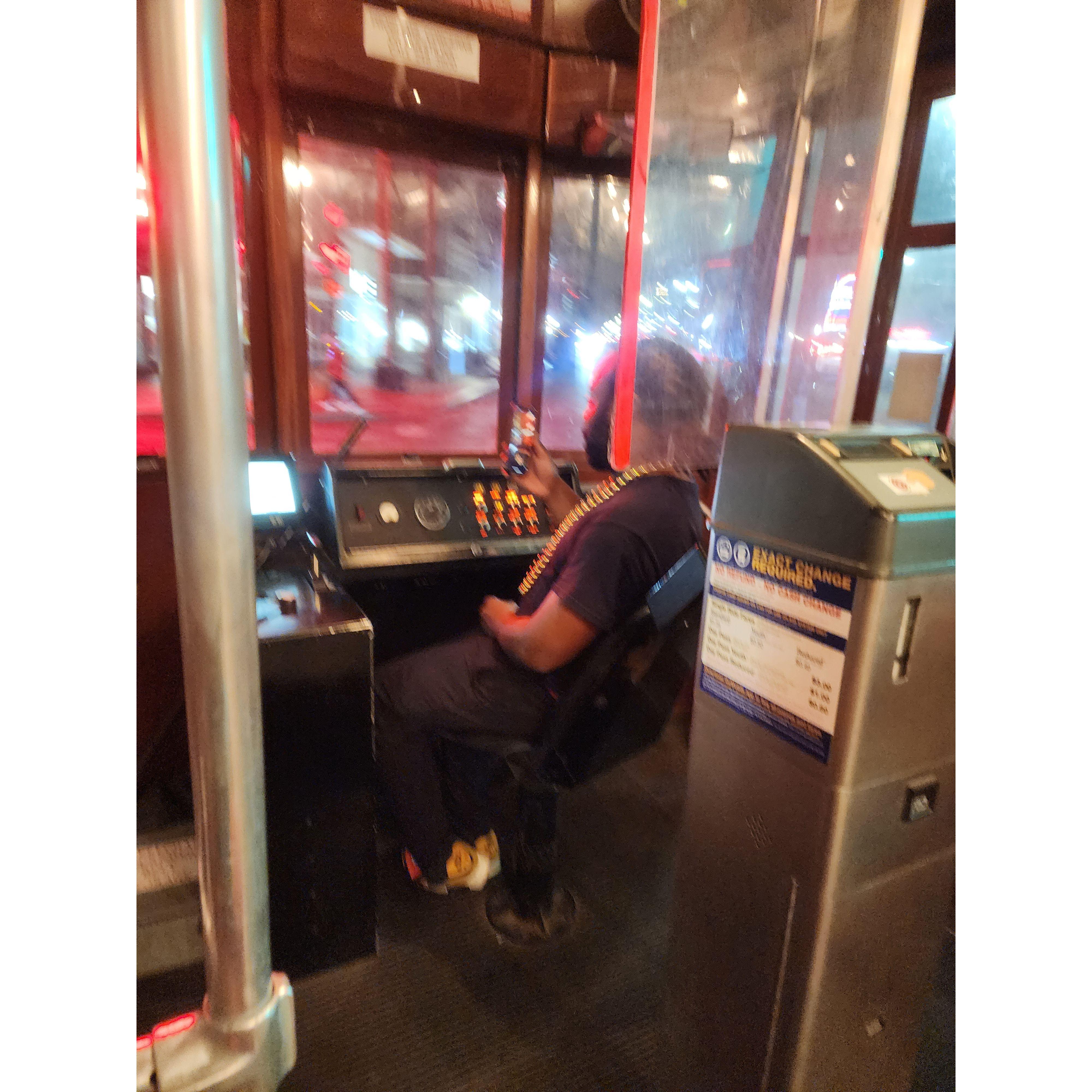 After a night on Bourbon st he decided we wanted to drive the trolley lol
