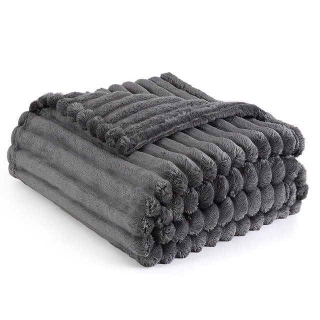 Bedsure Grey Fleece Blanket for Couch - Super Soft Cozy Blankets for Women, Cute Small Blanket for Girls, 50x70 Inches