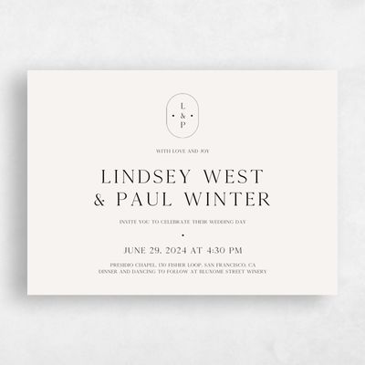 Light Oatmeal, Beige Wedding Invitation - Cadiz Landscape