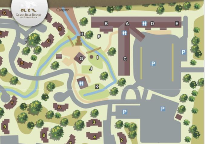 Partial Resort Map: 
H is the ceremony site
D is the reception site