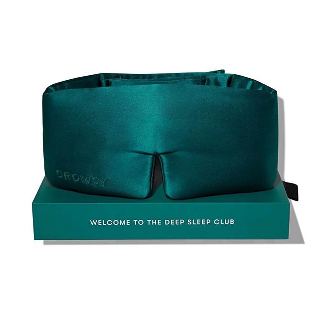 DROWSY Silk Sleep Mask. Face-Hugging, Padded Silk Cocoon for Luxury Sleep in Total Darkness. (Green Sapphire)