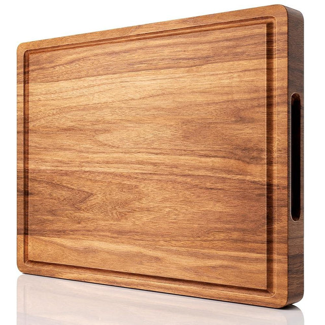 X-Large Acacia Wood Cutting Board for Kitchen, 20x15x1.2 Inch Reversible Wooden Chopping Board Thick Charcuterie Board with Juice Grooves and Handle for Meat, Cheese, Vegetables, Fruits, Bread