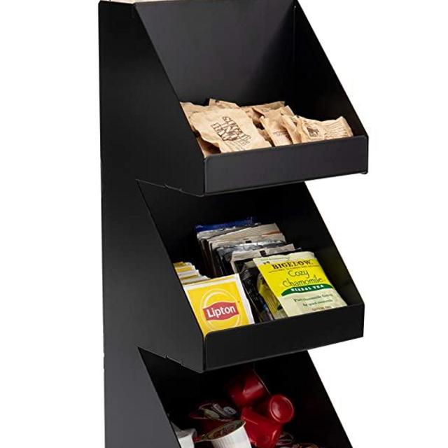 Mind Reader Holder Multi-Level Organizer, Sorter for Condiments, Tea Bags, Sugar Packets, Coffee Stirrers, Stainless Steel Black