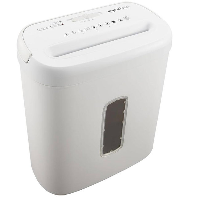 Amazon Basics 8-Sheet Cross Cut Paper and Credit Card Shredder - White