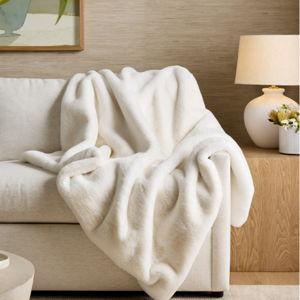 Luxury Faux Fur Throw in Ivory