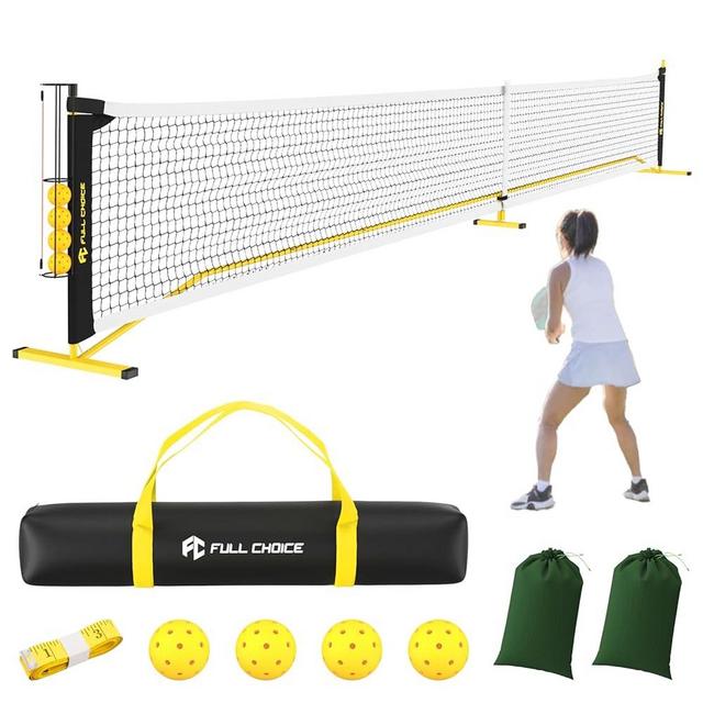 FULL CHOICE Pickleball Net with Ball Holder, Sand Bag and Balls, Weight Upgrade, IPF Standard 22 feet, Easy Setup