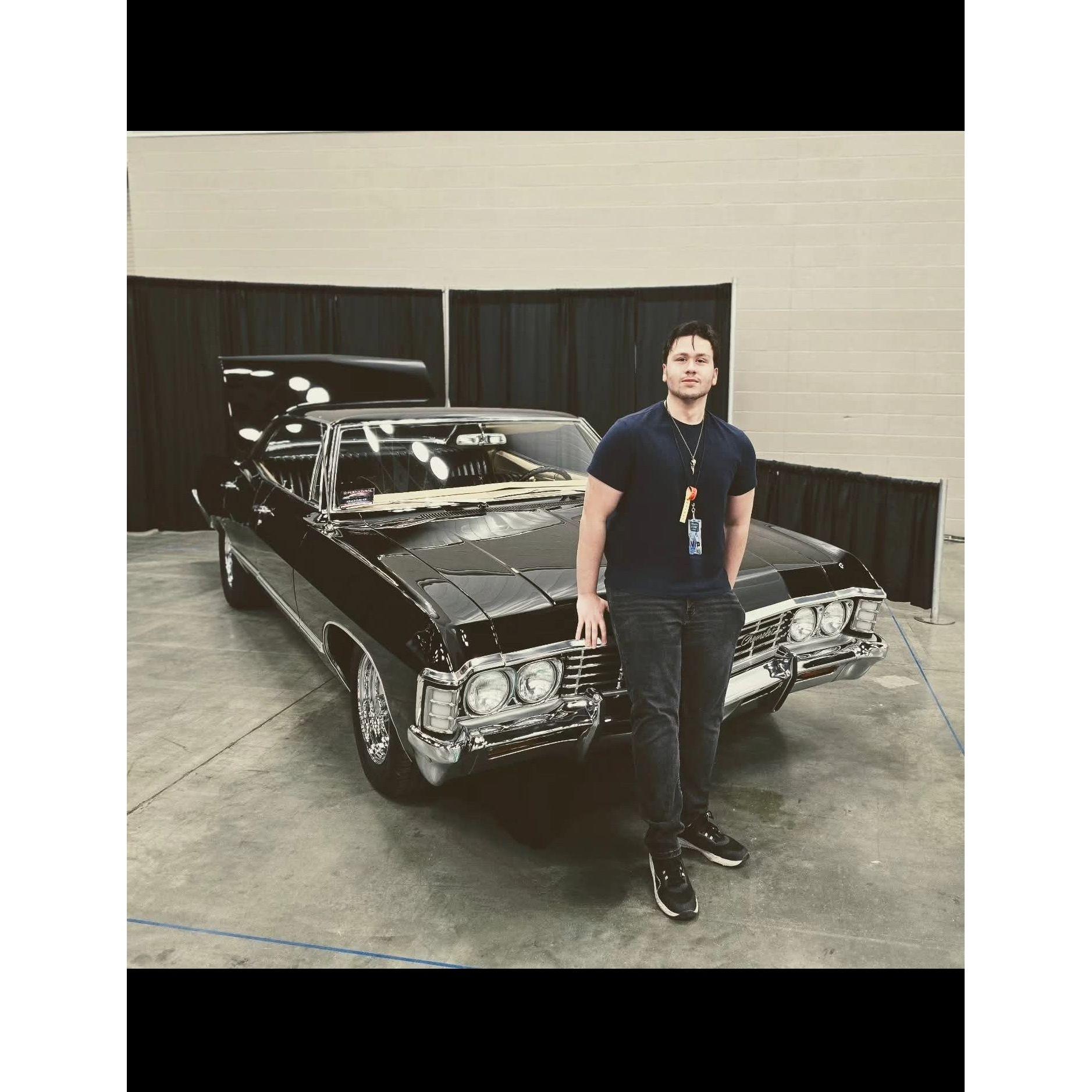 Third Comic Con Convention posing in front of the Supernatural 1967 Chevrolet Impala Sedan used on the set of the show!