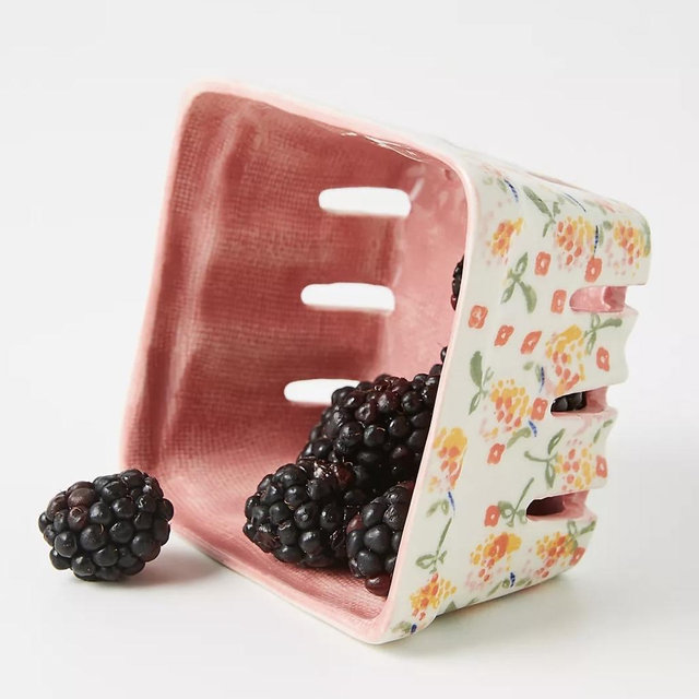 Floral Ceramic Berry Basket